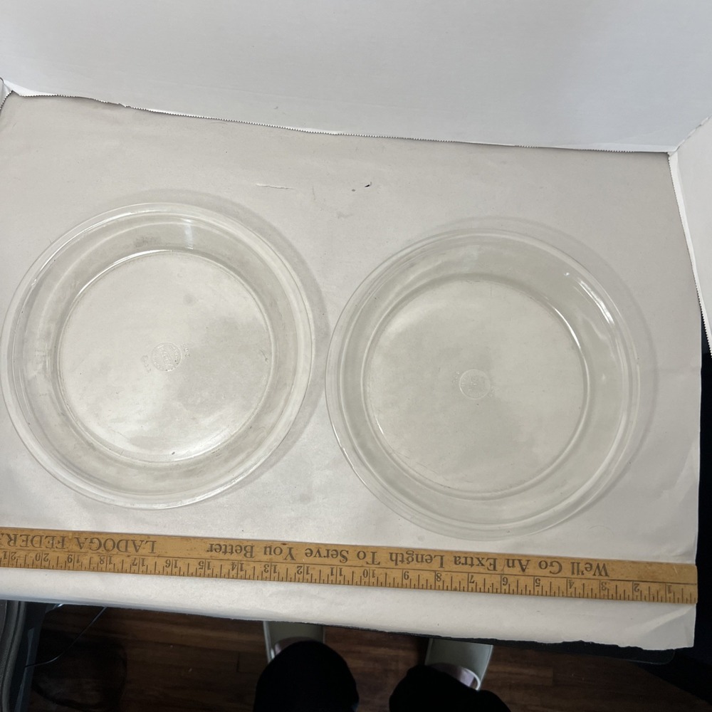 3‎ Vintage 1960's PYREX Clear Glass "Flat Rim" 9 inch Pie Plate
